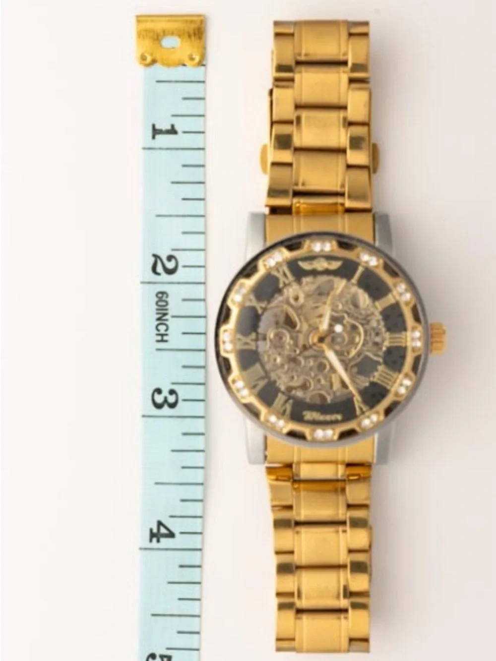 Gold Skeleton Dial Mechanical Wristwatch